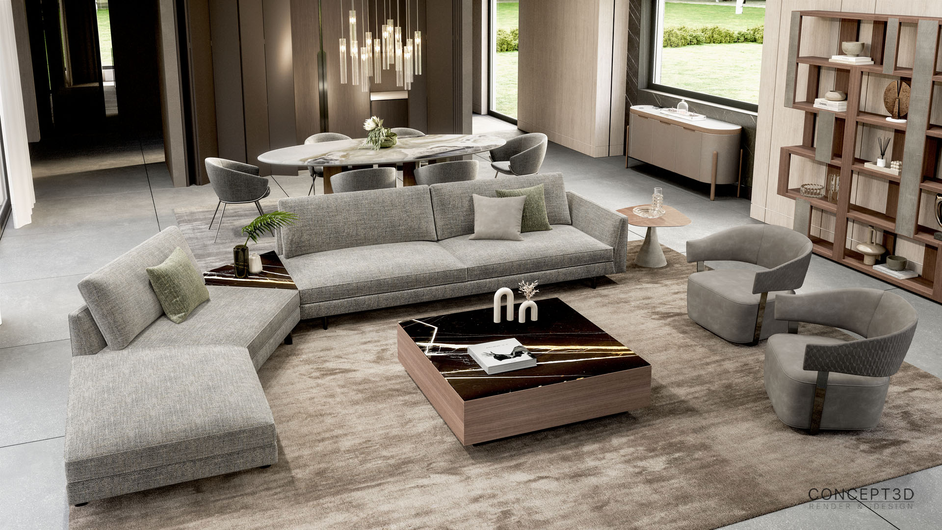 Render Interior Luxury Guest Living Room