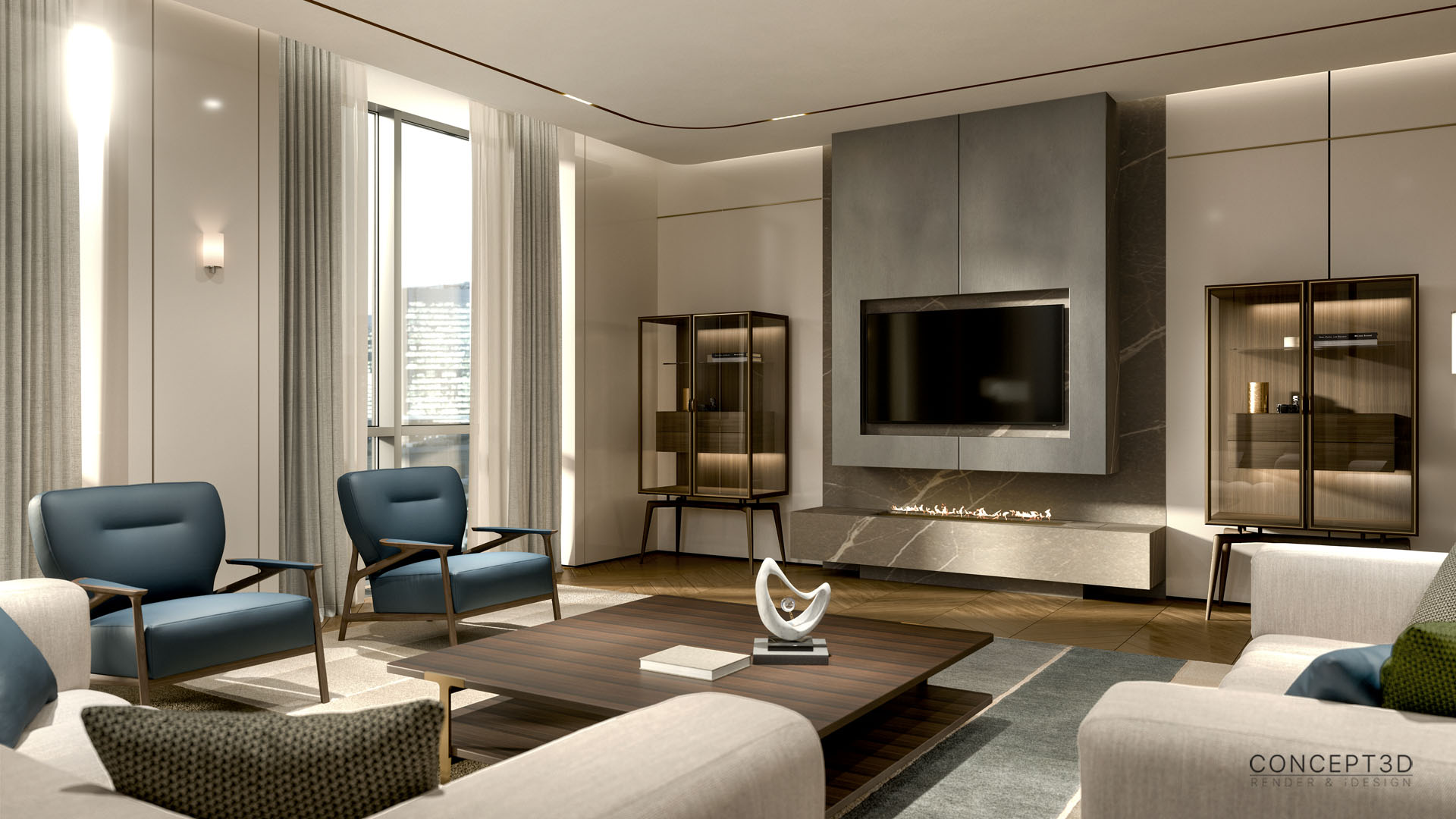 Render Interior Luxury Living Room