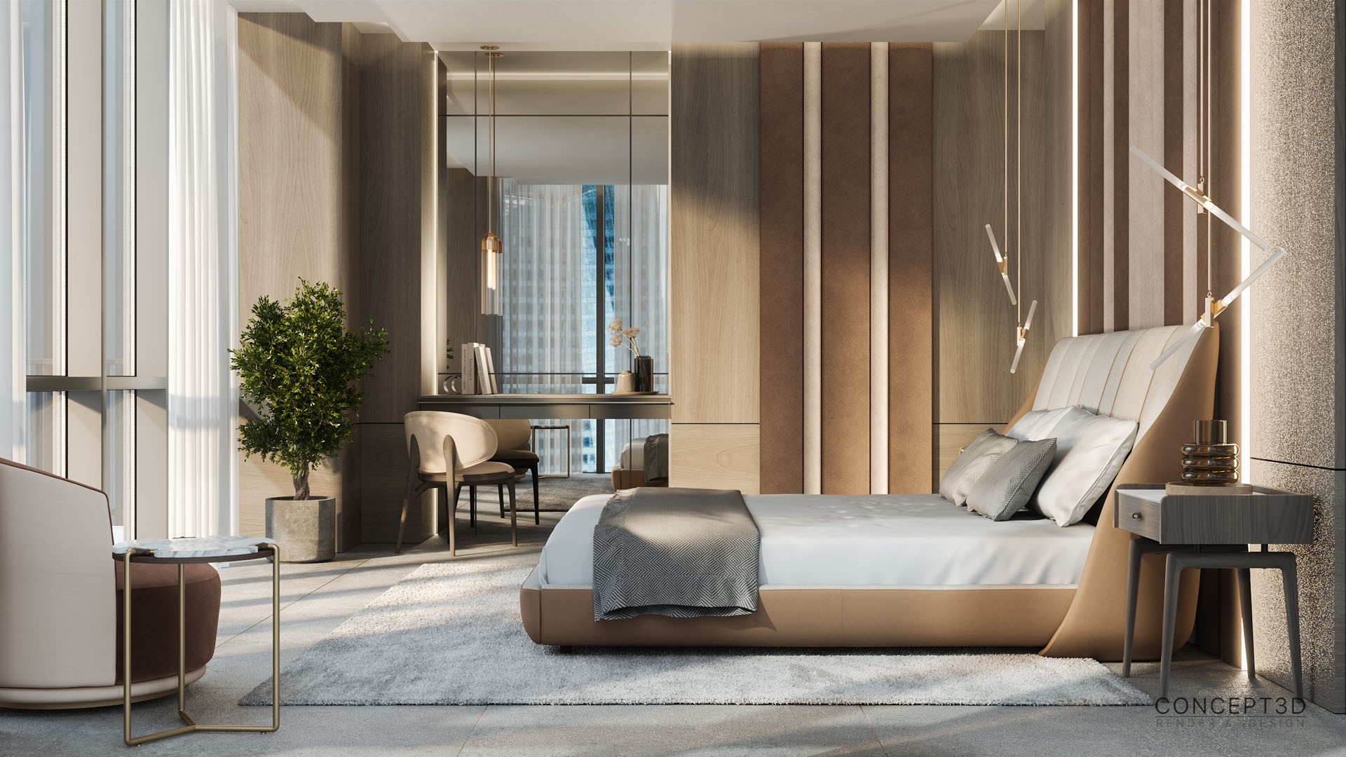 Render Interior Luxury Master Bedroom